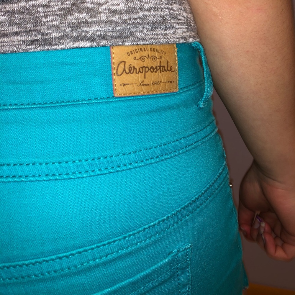 Aeropostale 5 Button Teal Denim Short - Picture 4 of 6
